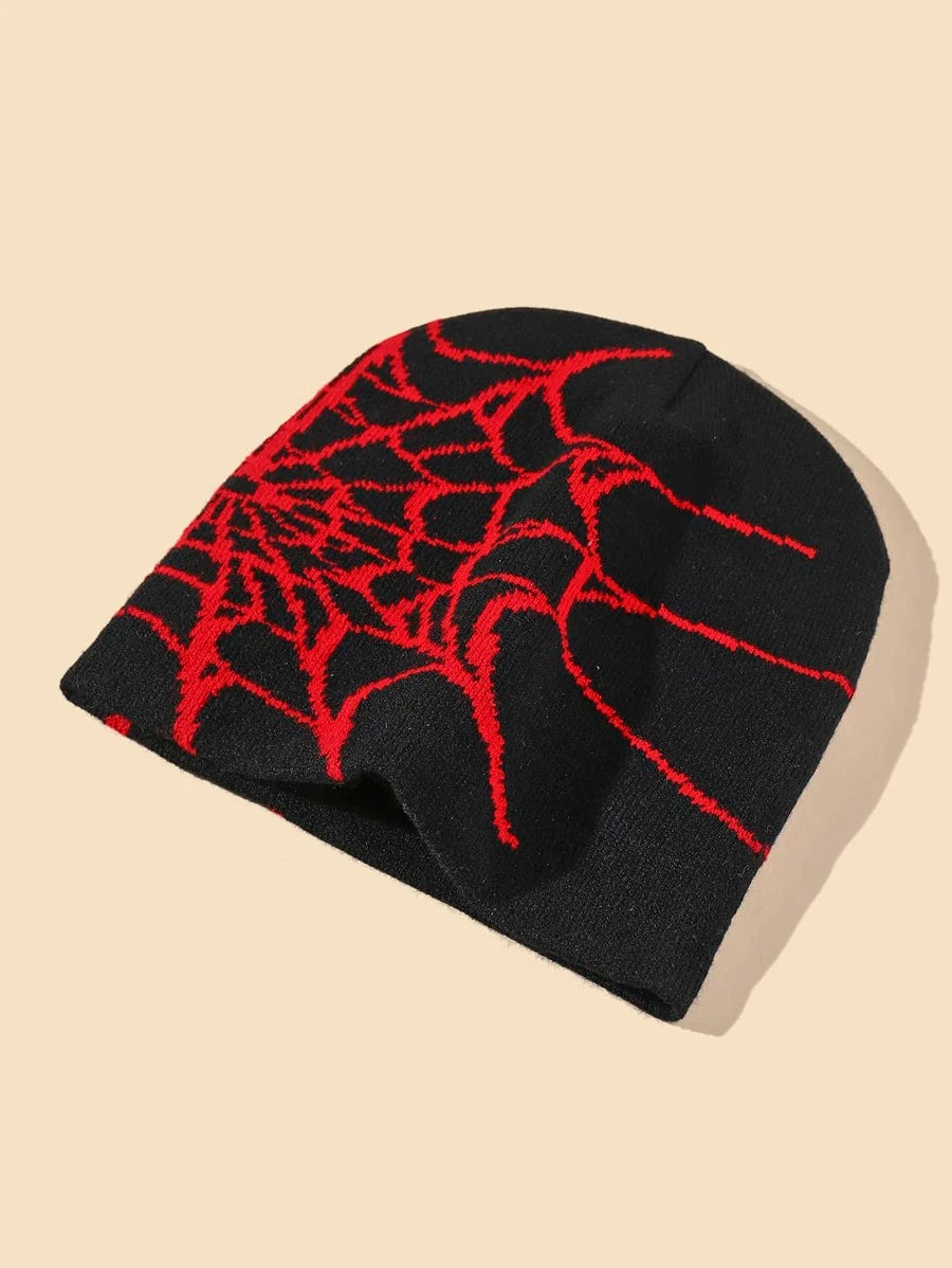 Red Spider Web Beanie