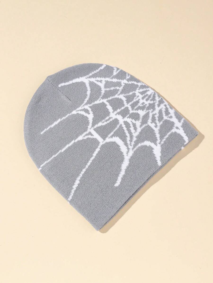 Grey Spider Web Beanie