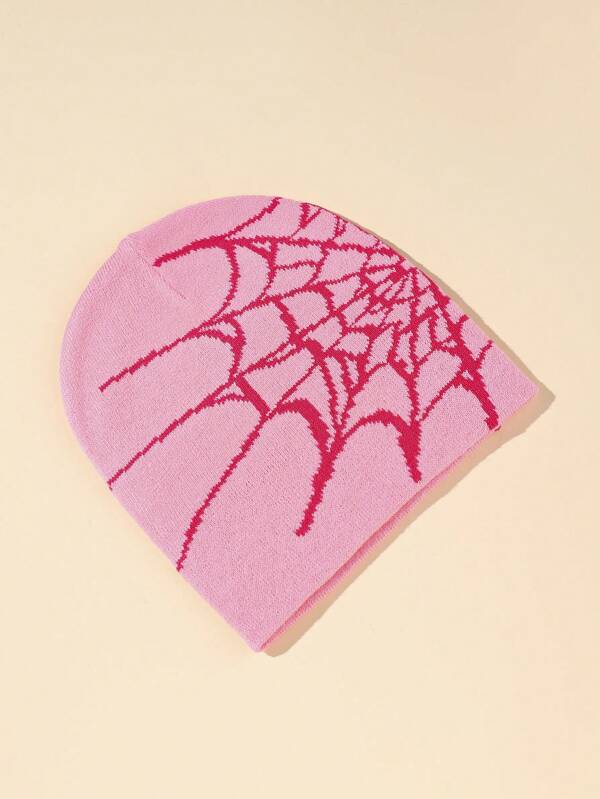 Pink Spider Web Beanie
