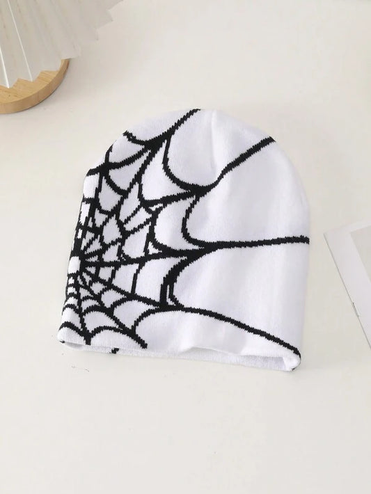 White Spider Web Beanie