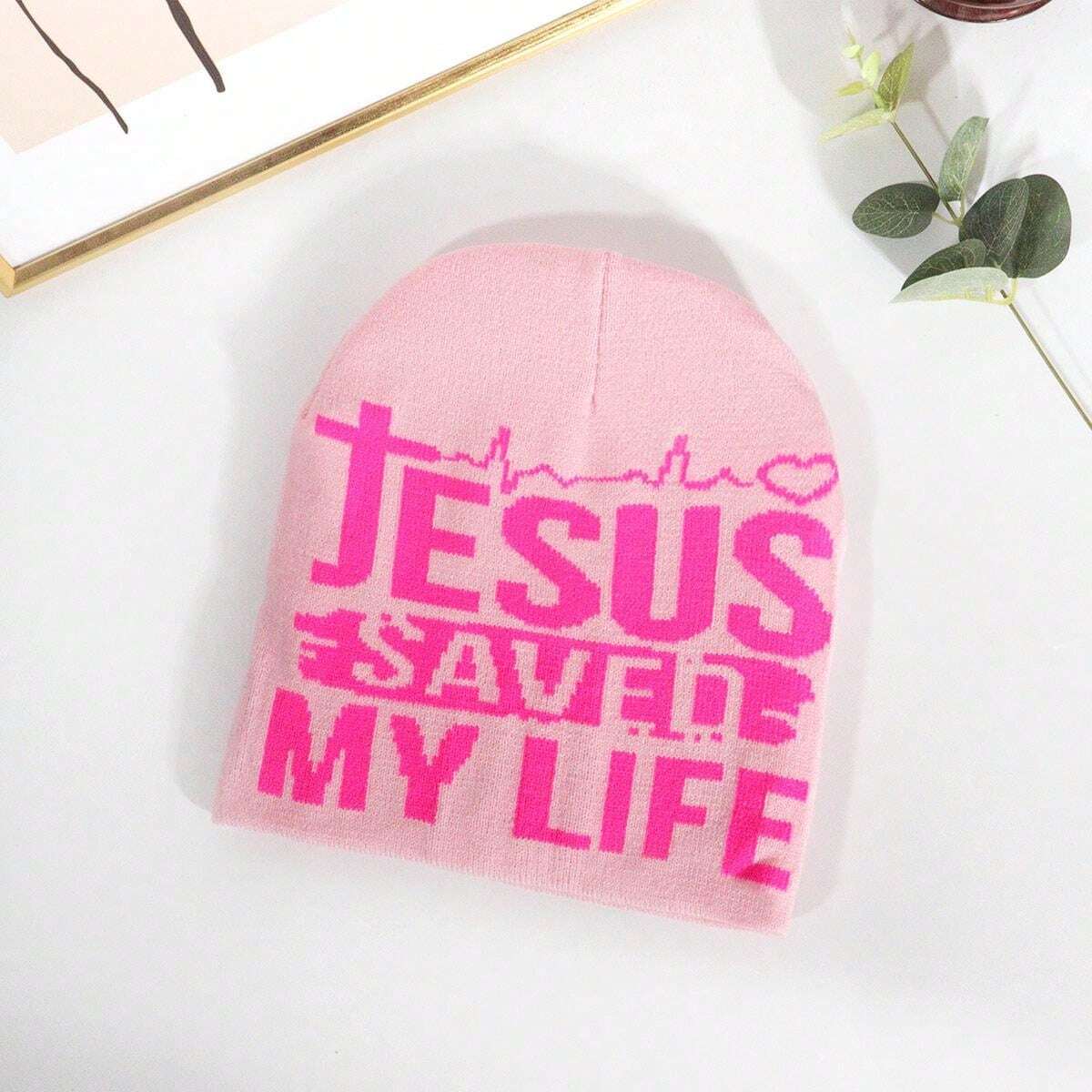 Pink Jesus Saved My Life Beanie
