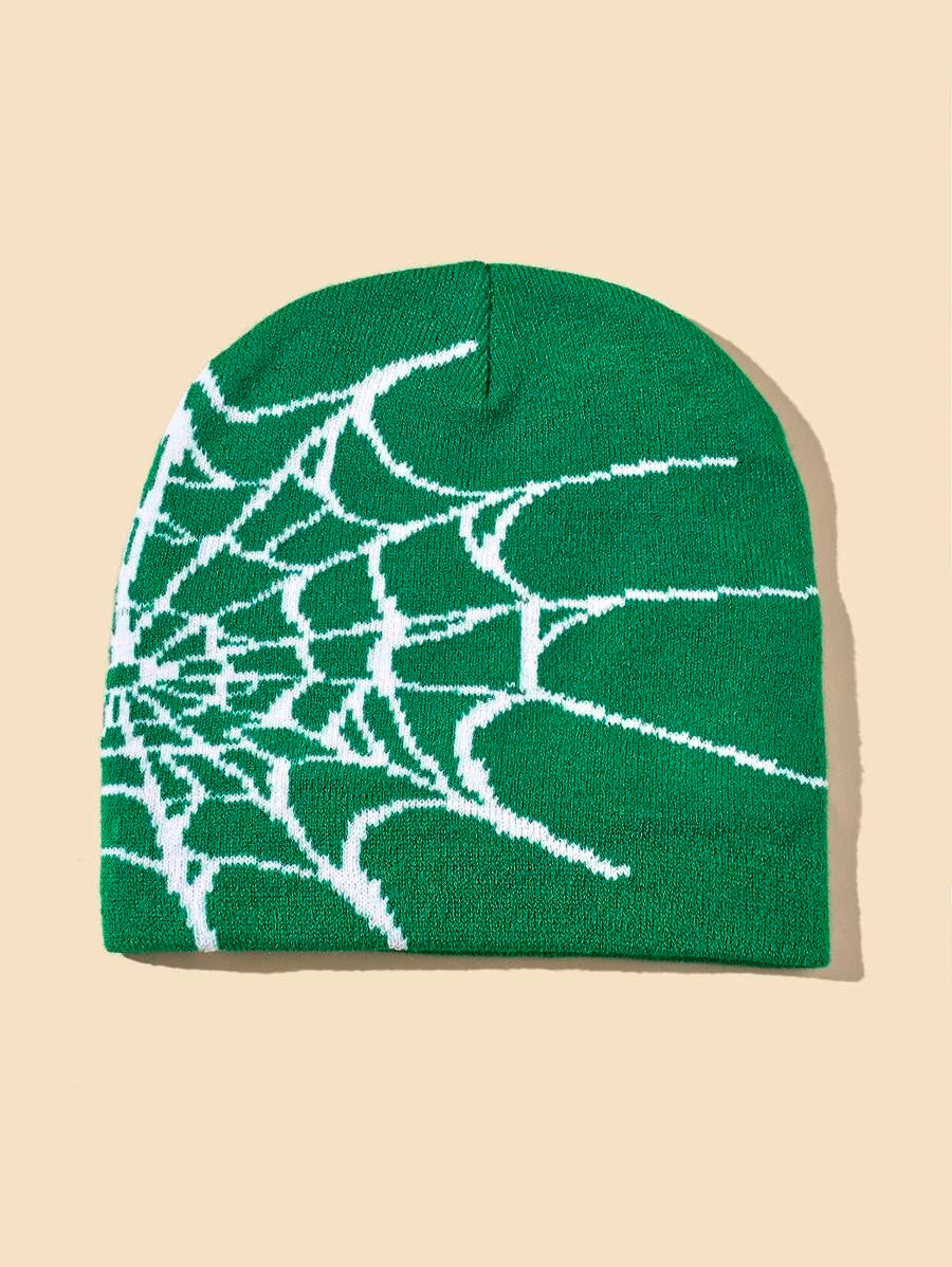 Green Spider Web Beanie