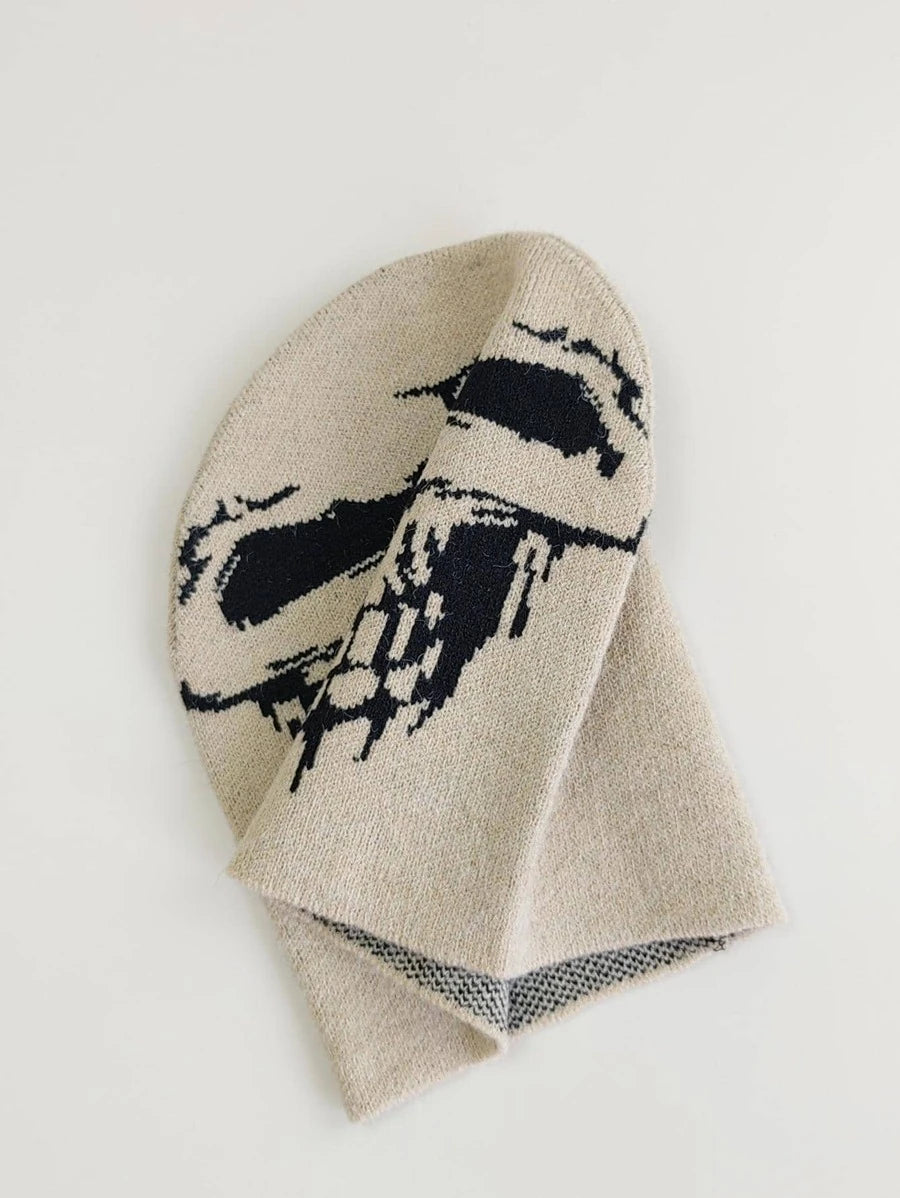 Khaki Funny Face Skull Beanie