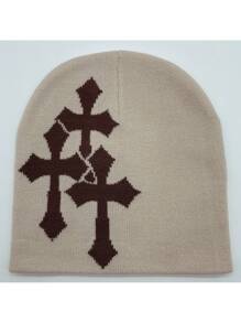 Beige Cross Beanie