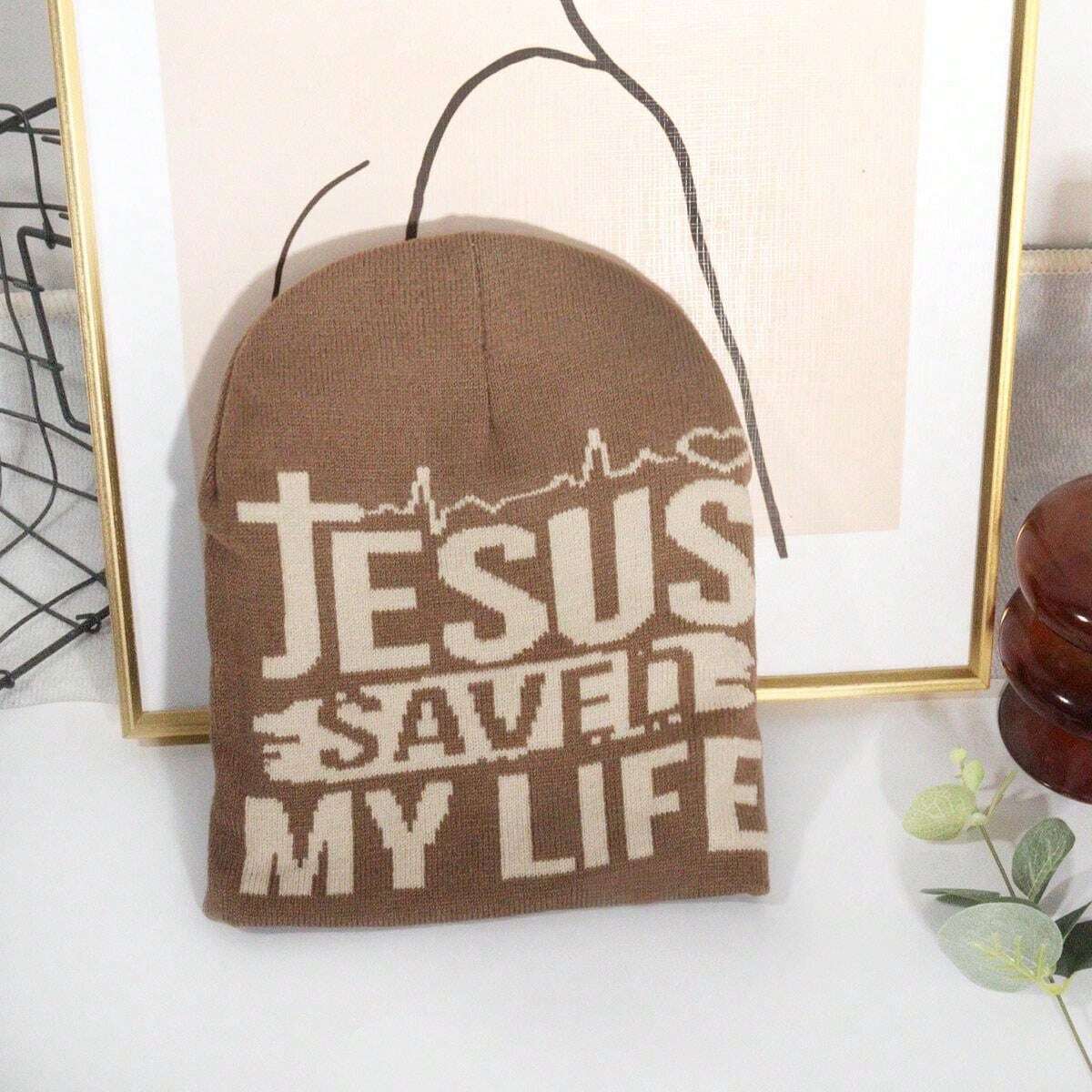 Brown Jesus Saved My Life Beanie